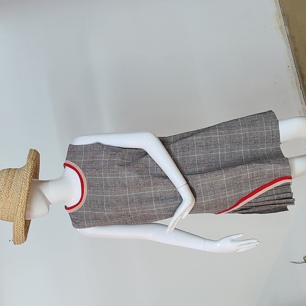 Lea & Viola Grey Plaid Side Pleated Dress